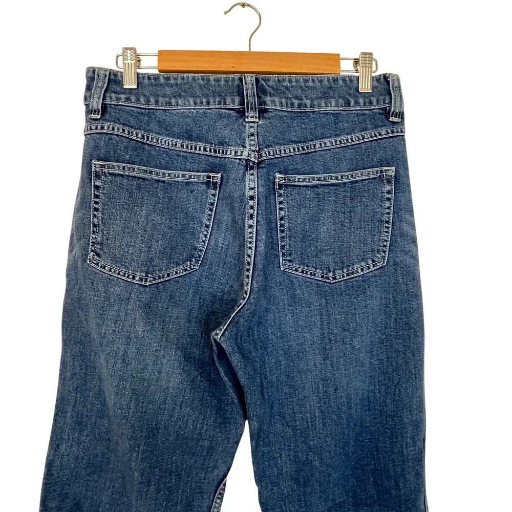 J.CREW Denim‎ Wide Flare Leg Jeans Womens 29 Blue High Rise Raw Hem Boho Coastal